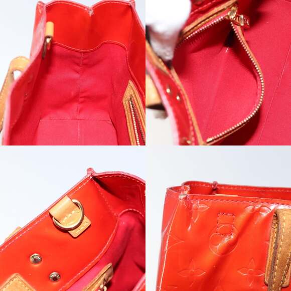 LOUIS VUITTON Monogram Vernis Reade PM Hand Bag Red Rouge M91088 - Picture 12 of 13